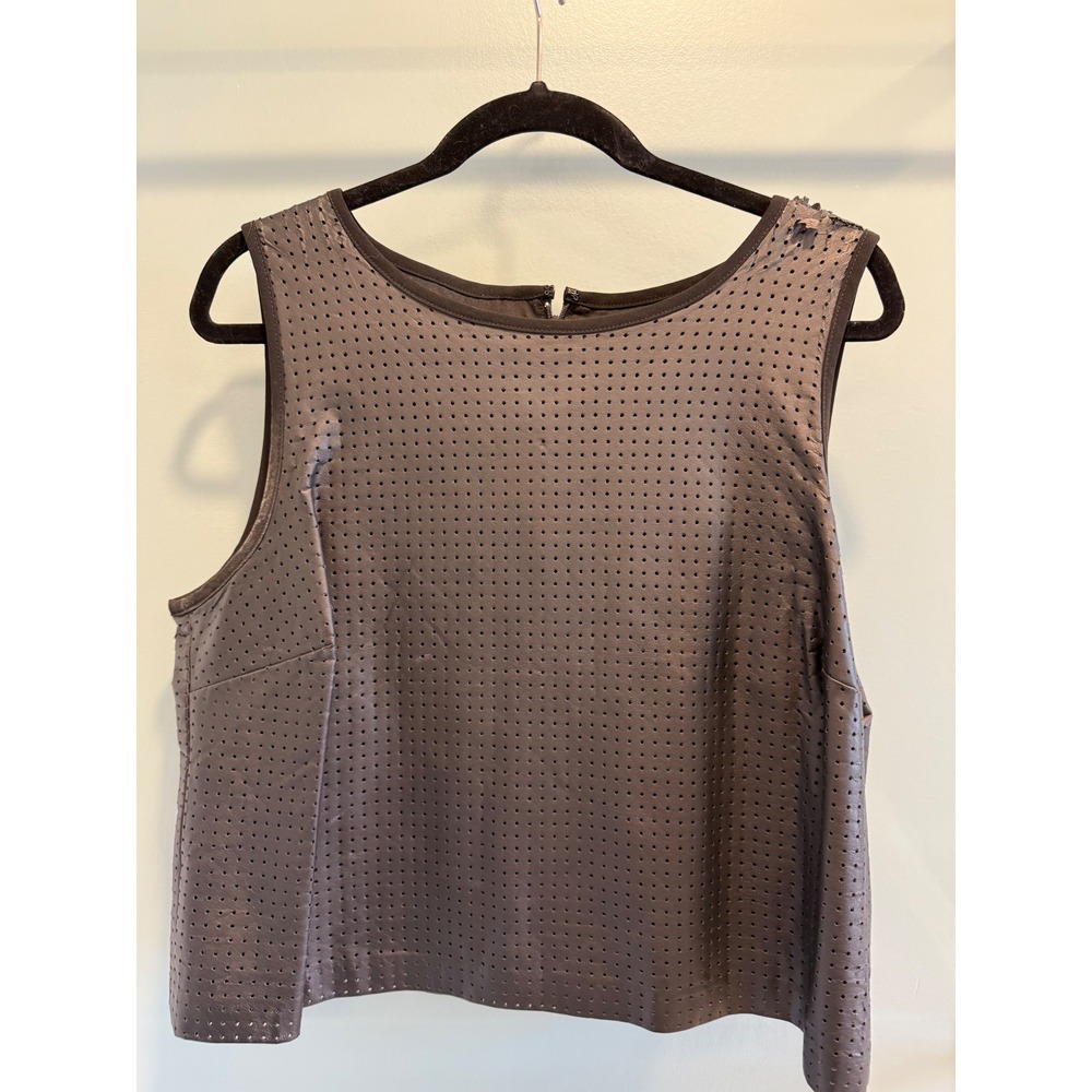 Banana Republic Black Sleeveless Laser Cut Faux Leather Top‎ XL Extra Large